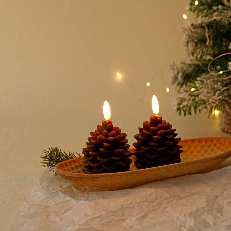 Flameless Pinecone Candles