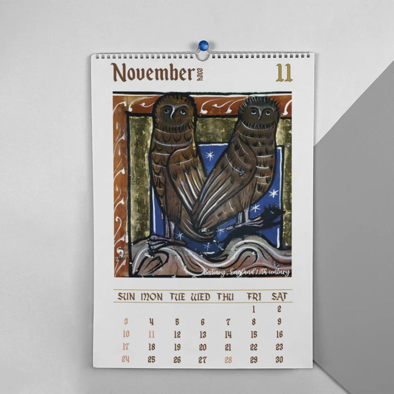 Weird Medieval Owl Calendar 2024 cliprain